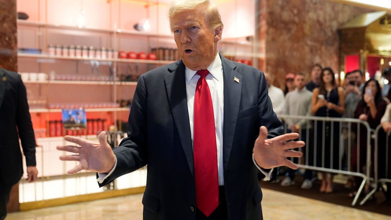 Former President Donald Trump speaks at Trump Tower in New York, on Thursday, September 26.