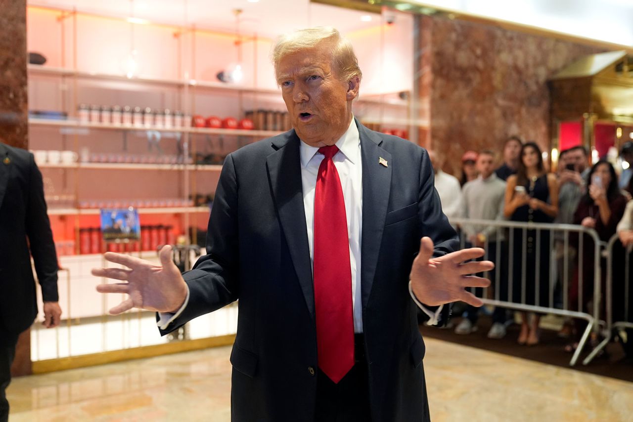 Former President Donald Trump speaks at Trump Tower in New York, on Thursday, September 26.