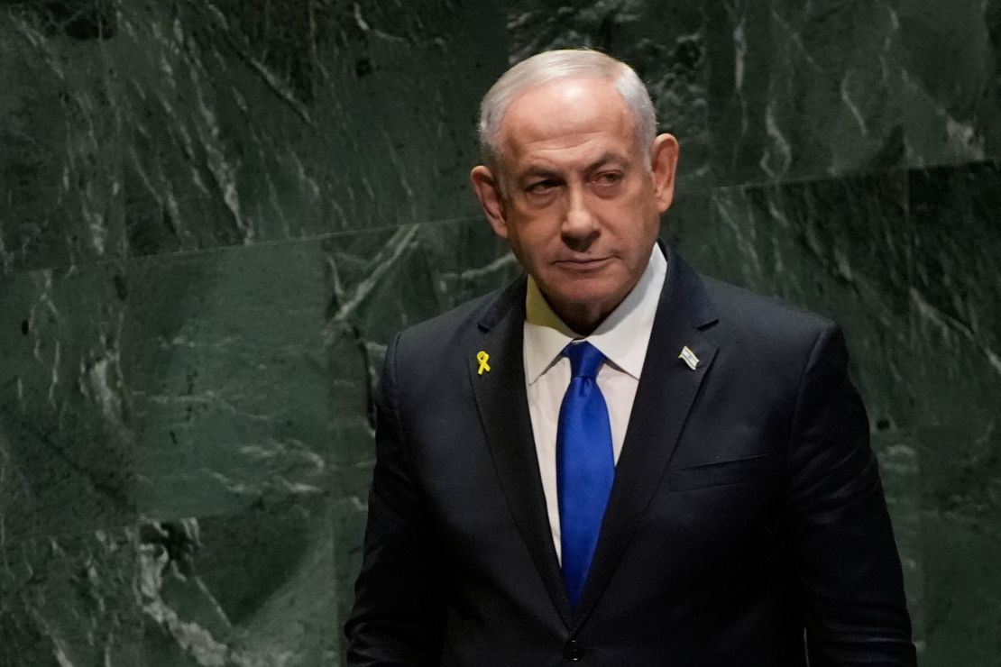 Perdana Menteri Israel Benjamin Netanyahu berpidato di sesi ke-79 Majelis Umum PBB pada 27 September 2024.