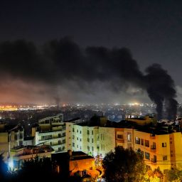 Smoke rises from Israeli airstrikes in Beirut's southern suburbs, Lebanon, Saturday, Sept. 28, 2024. (AP Photo/Hassan Ammar)