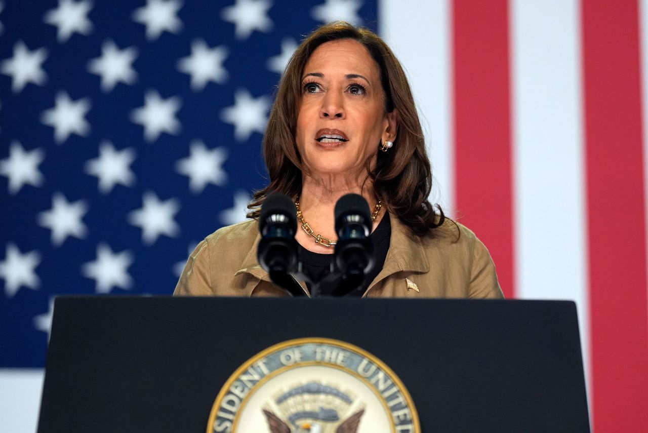 Vice President Kamala Harris speaks in Douglas, Arizona, on September 27.