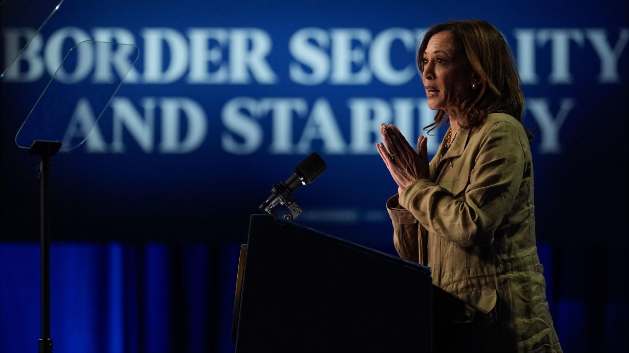 Vice President Kamala Harris speaks at Cochise College Douglas Campus in Douglas, Arizona on Friday.