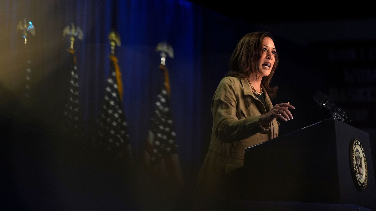 Vice President Kamala Harris speaks at Cochise College Douglas Campus in Douglas, Arizona, on Friday.