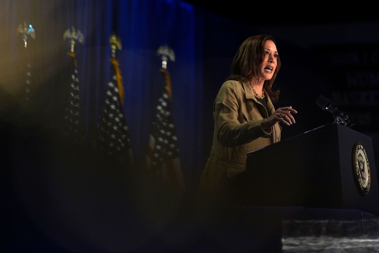 Vice President Kamala Harris speaks at Cochise College Douglas Campus in Douglas, Arizona, on Friday.