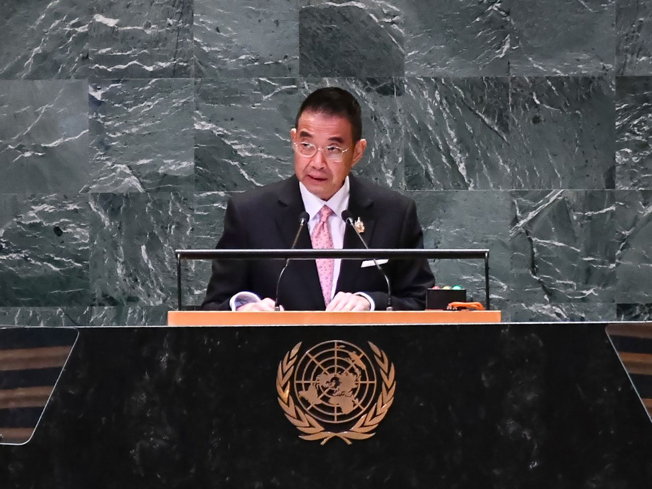 Thailand's Minister of Foreign Affairs, Maris Sangiampongsa, delivers his statement in New York City on September 29.