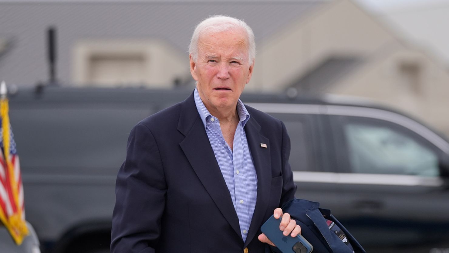 President Joe Biden arrives at Dover Air Force Base, in Dover, Del., on September 29, 2024, before boarding Air Force One to return to Washington.