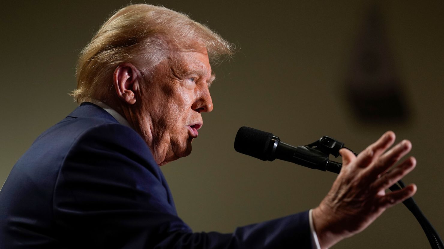 Former President Donald Trump speaks at a campaign event, Sunday, Sept. 29, 2024, in Erie, Pa.