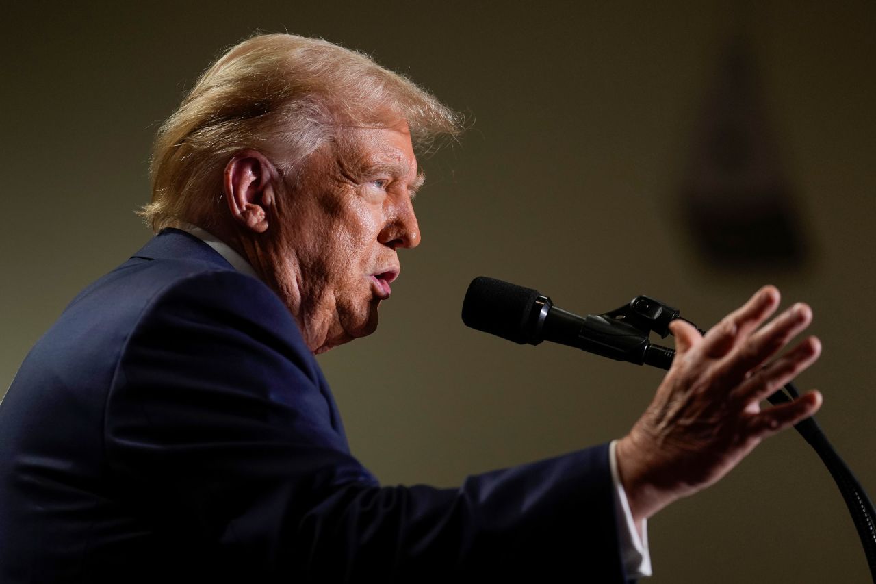 Former President Donald Trump speaks at a rally in Erie, Pennsylvania, on Sunday.