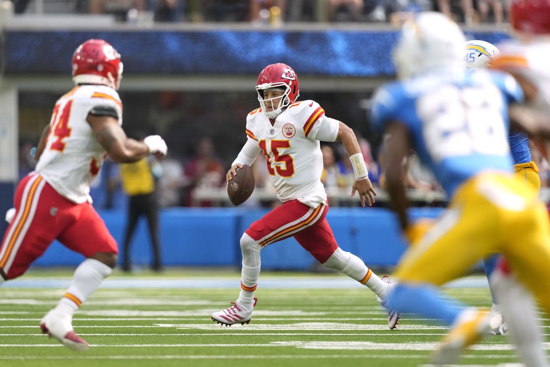 More is being asked of Mahomes (No. 15) with all the injuries suffered by Chiefs players.