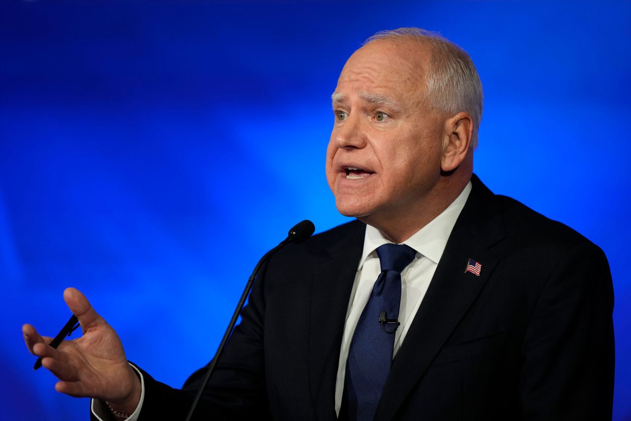 Walz answers a question during the debate. The Democrat is in his second term as governor of Minnesota.