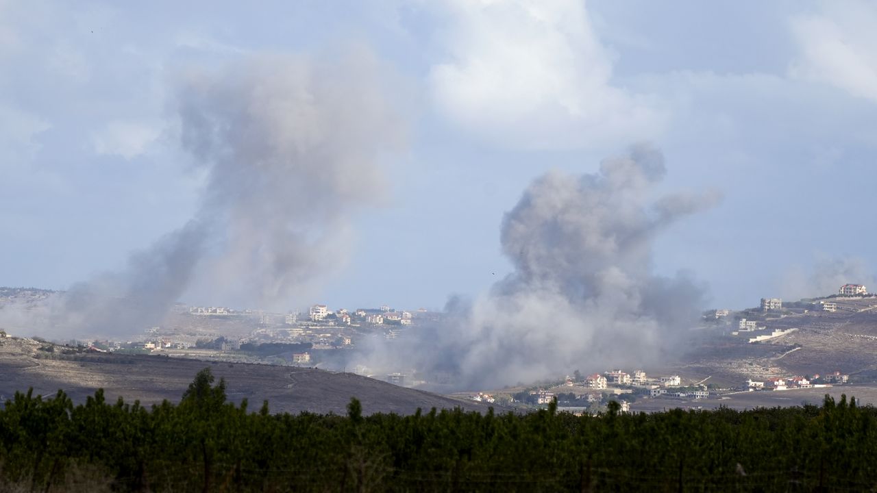 Smoke rises following Israeli bombardment in southern Lebanon as seen from northern Israel, on October 2.