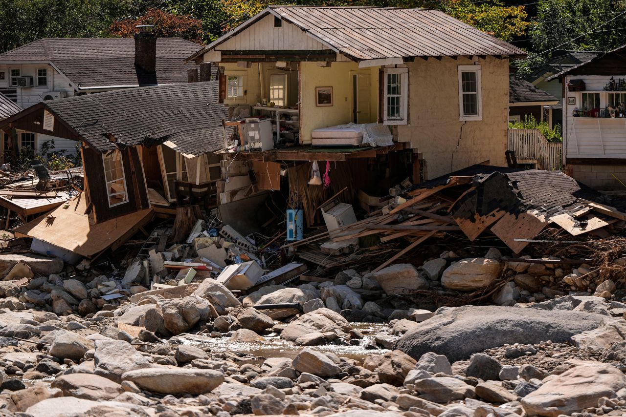 Homes are seen in the aftermath of Hurricane Helene, in Chimney Rock Village, North Carolina, on October 2.