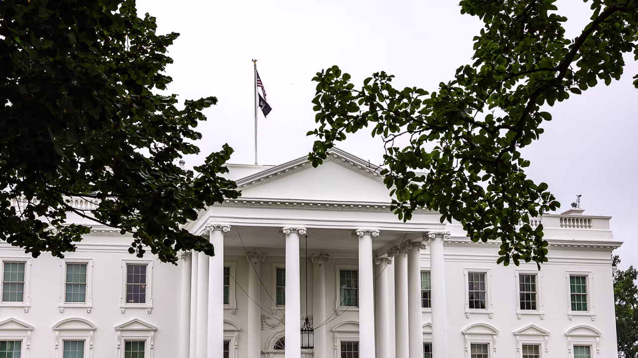 A view of the White House in Washington, DC, on October 3.