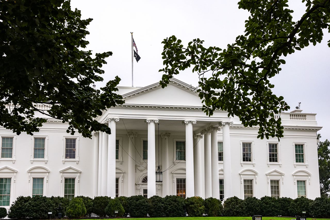 A view of the White House in Washington, DC, on October 3.