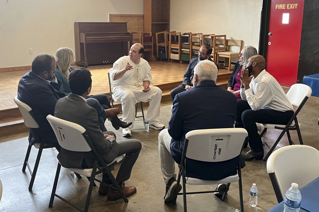 Texas lawmakers meet with Robert Roberson on September 27 at a prison in Livingston, Texas.