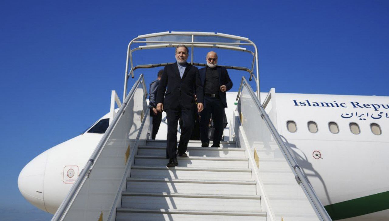 Iranian Foreign Minister Abbas Araghchi steps out of his plane upon arrival at Beirut, Lebanon, on October 4.