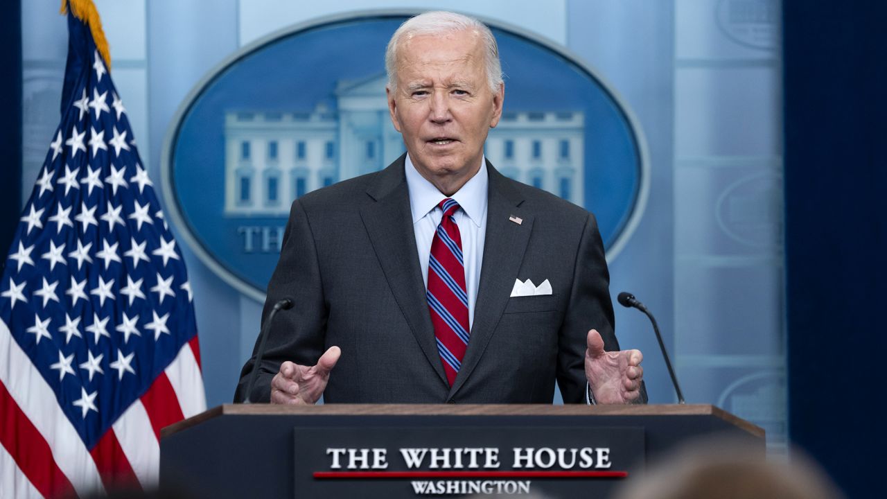 President Joe Biden speaks at the White House in Washington, DC, on October 4.