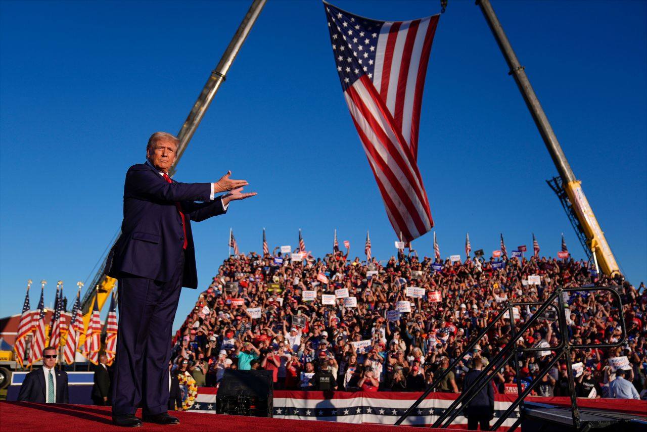 Former President Donald Trump arrives at a campaign rally in Butler, Pennsylvania, on Saturday.