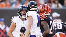 Baltimore Ravens' Justin Tucker (No. 9) kicked a game-winning field goal to beat the Cincinnati Bengals.