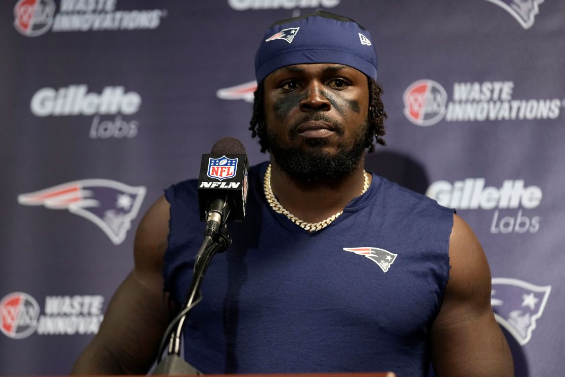 Peppers answers questions during a press conference following the Patriots' 24-3 loss to the New York Jets on September 19, 2024.