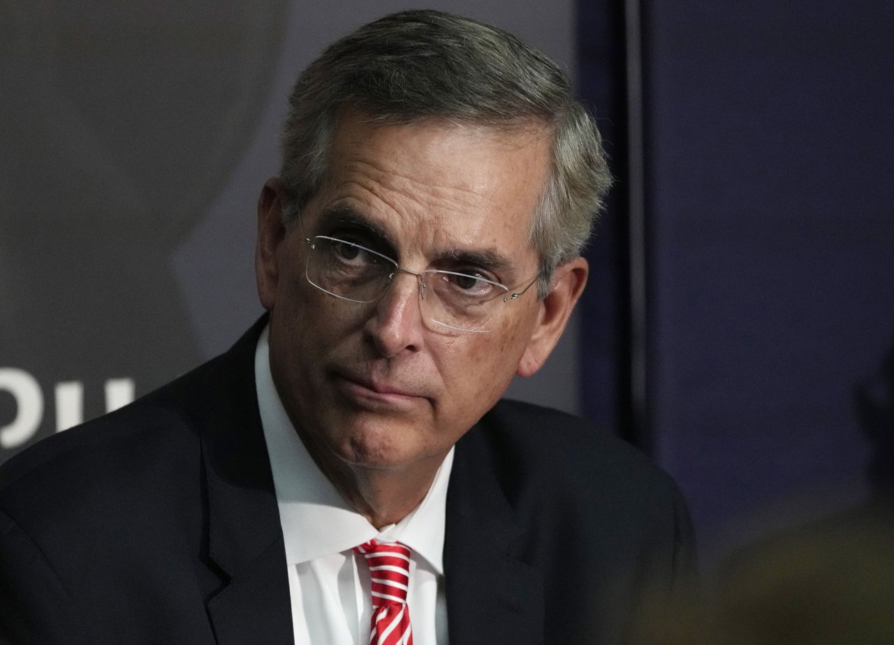 Georgia Secretary of State Brad Raffensperger participates during an election forum on September 19 in Ann Arbor, Michigan.