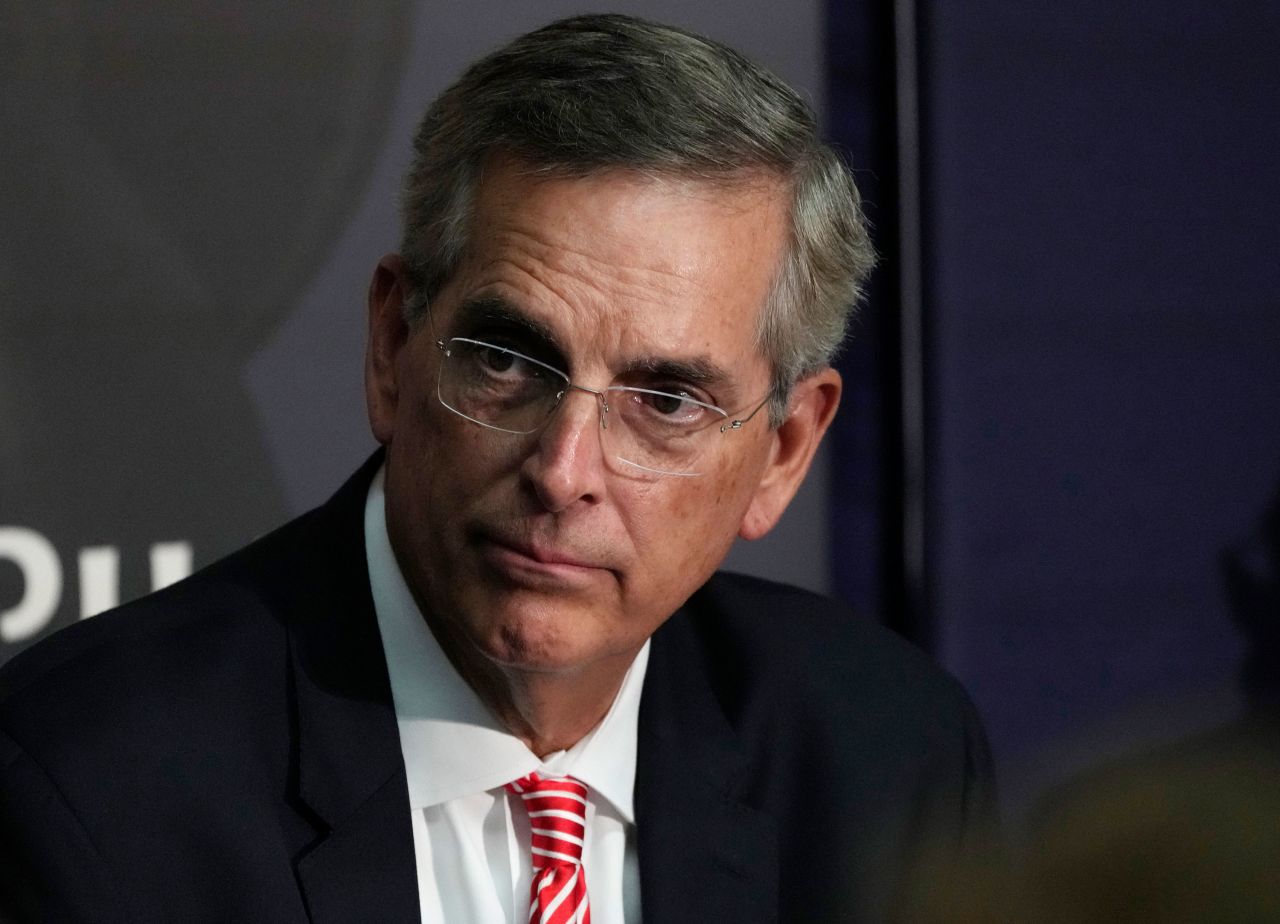 Georgia Secretary of State Brad Raffensperger participates in an election forum in Ann Arbor, Michigan, on September 19.