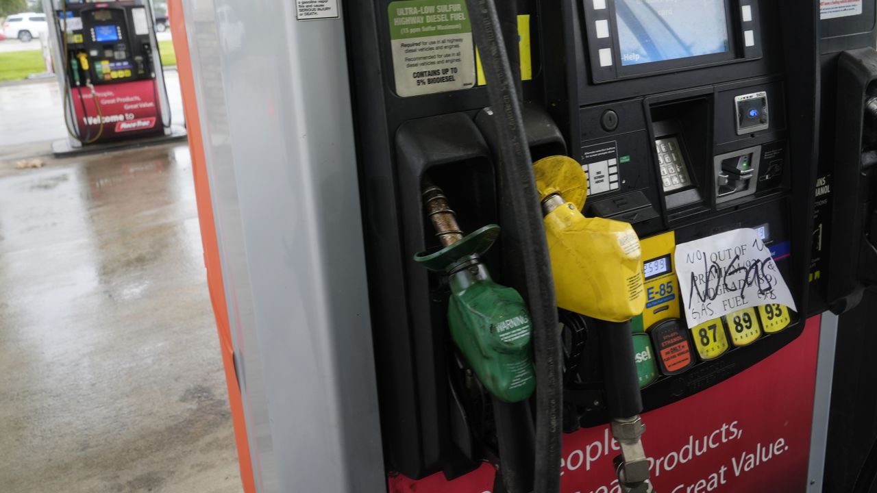 Pumps are closed at a gas station on October 7 in Fort Myers Beach, Florida.