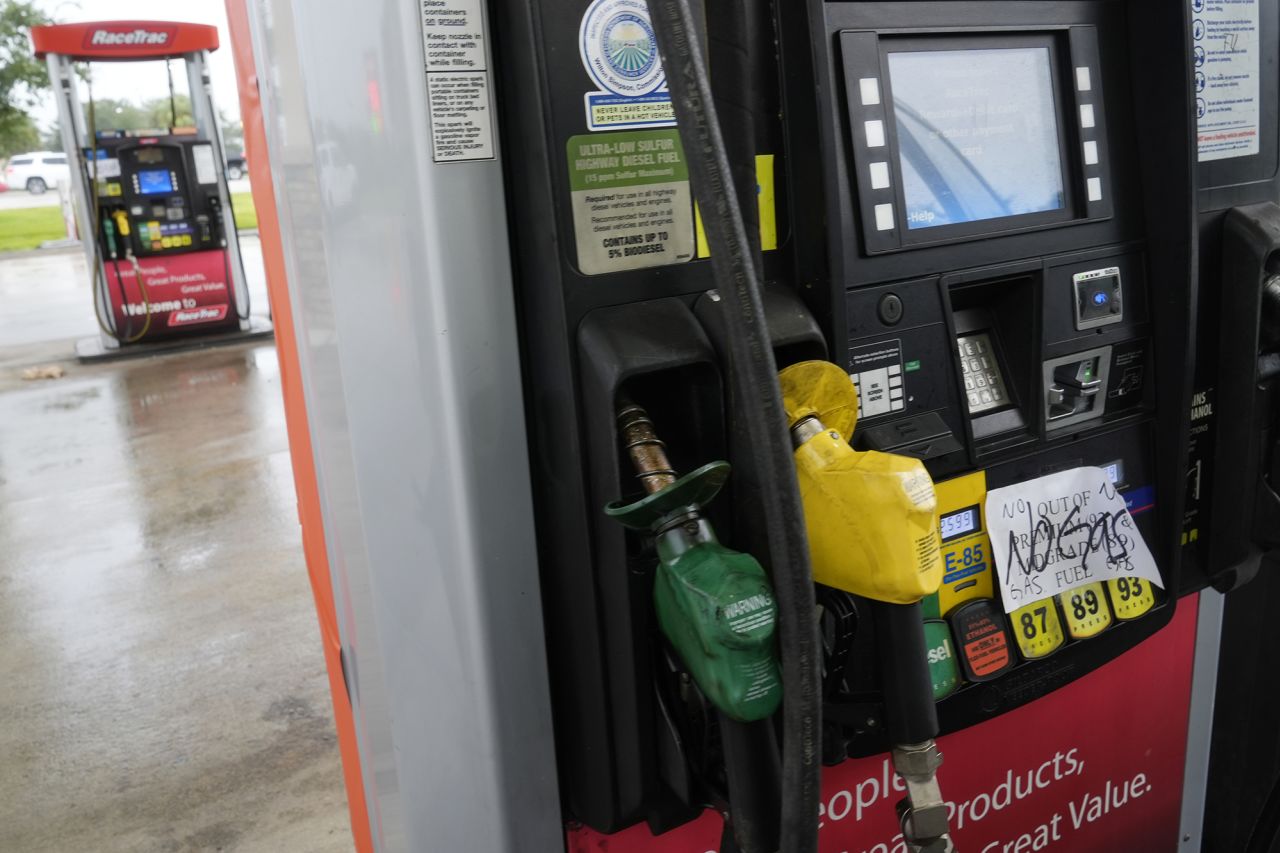 Pumps are closed at a gas station on October 7 in Fort Myers Beach, Florida.