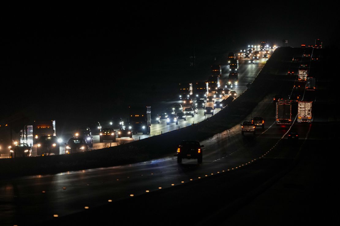 Heavy traffic flows northbound on Interstate-75 as people evacuate the Tampa Bay area late Monday  ahead of Hurricane Milton's arrival