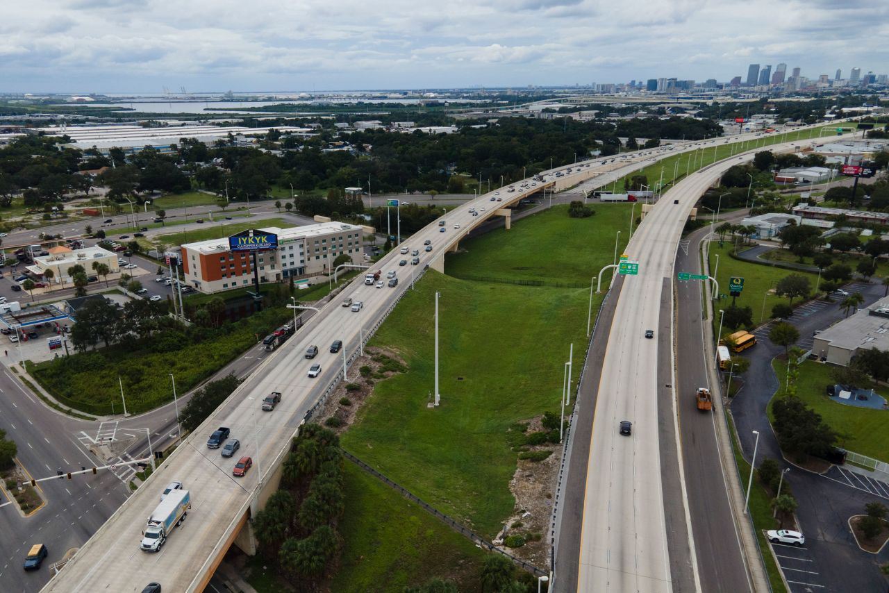 Traffic flows east Tuesday along Interstate 4 as residents continue to follow evacuation orders ahead of Hurricane Milton.