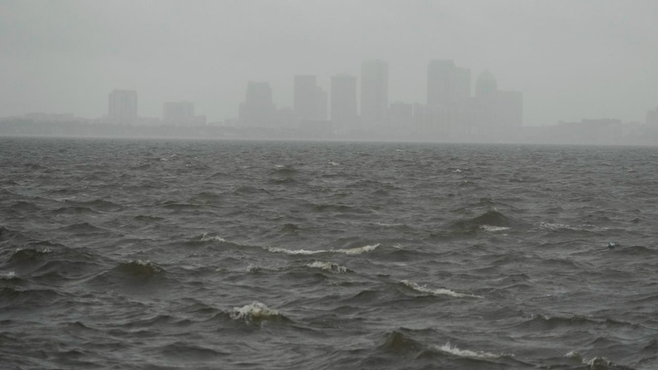 Rain begins to fall ahead of the arrival of Hurricane Milton in Tampa, Florida, on Wednesday.