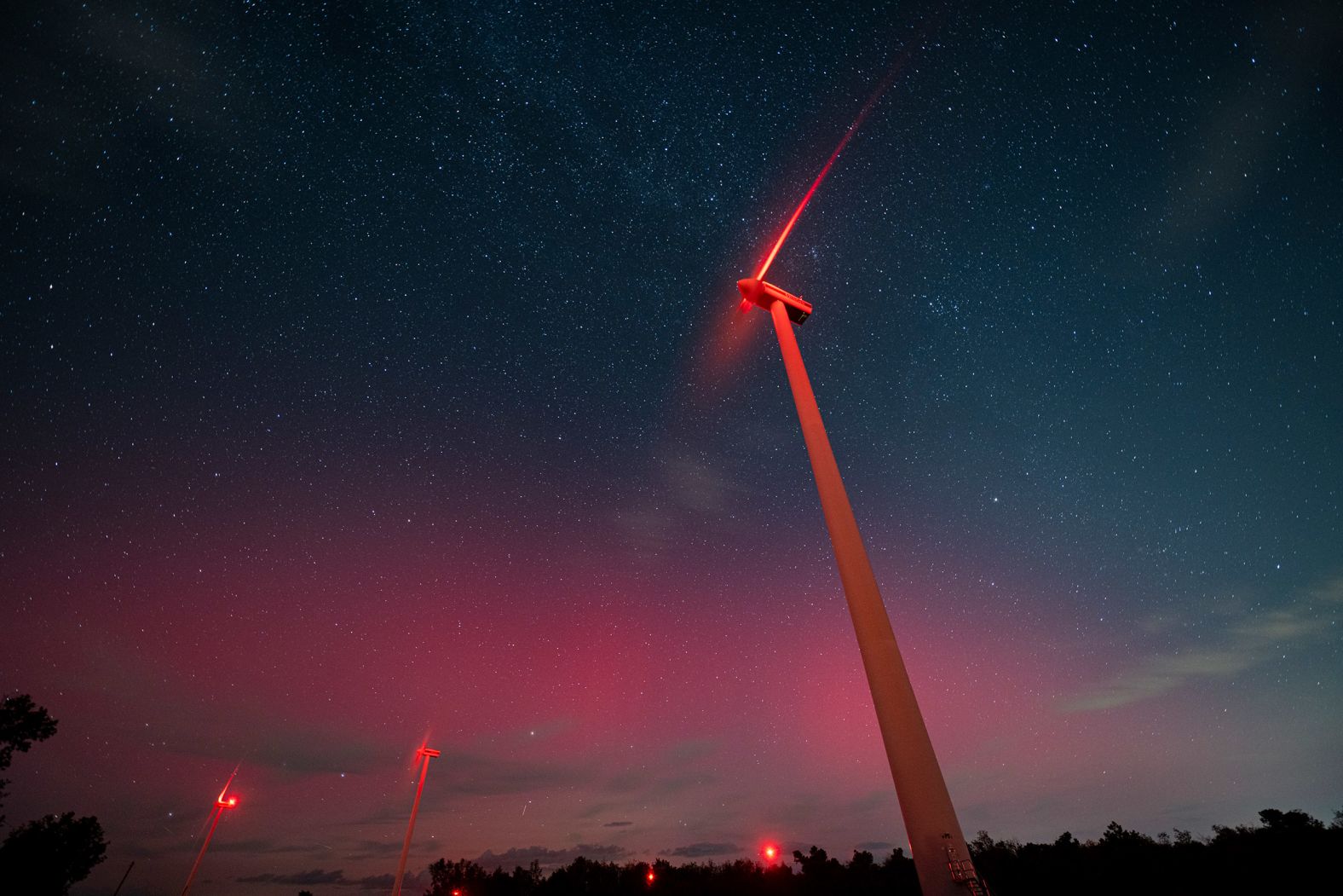 The northern lights are seen from from the Pujalt astronomical observatory, in Pujalt, Barcelona, Spain, on Thursday.