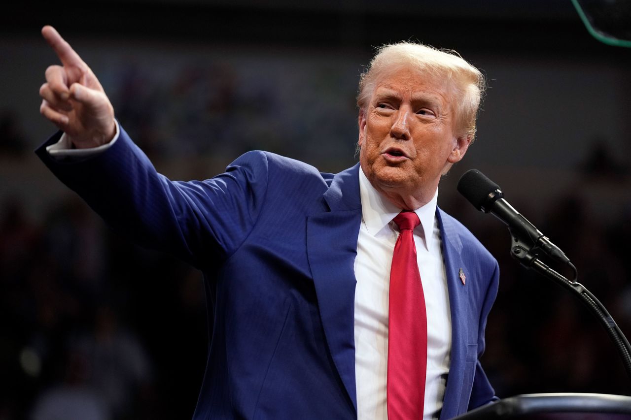 Former President Donald Trump speaks at a campaign rally in Prescott Valley, Arizona, on October 13.