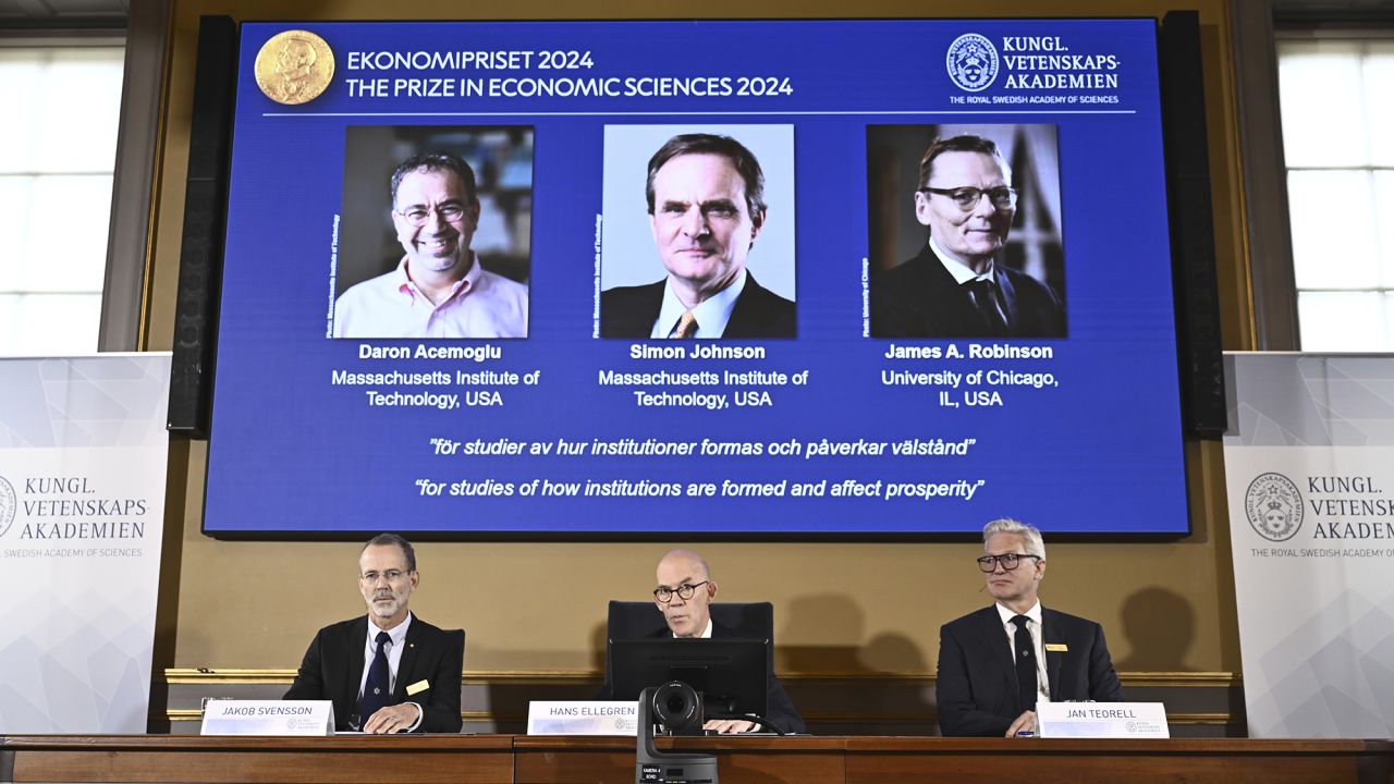 Nobel Prize in economics 2024 awarded to Acemoglu, Johnson and Robinson