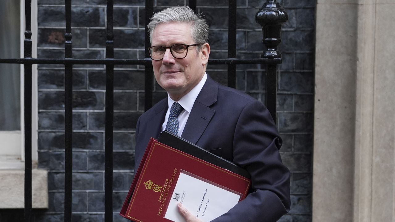 UK Prime Minister Sir Keir Starmer departs 10 Downing Street, London, to attend Prime Minister's Questions at the Houses of Parliament, on October 16.