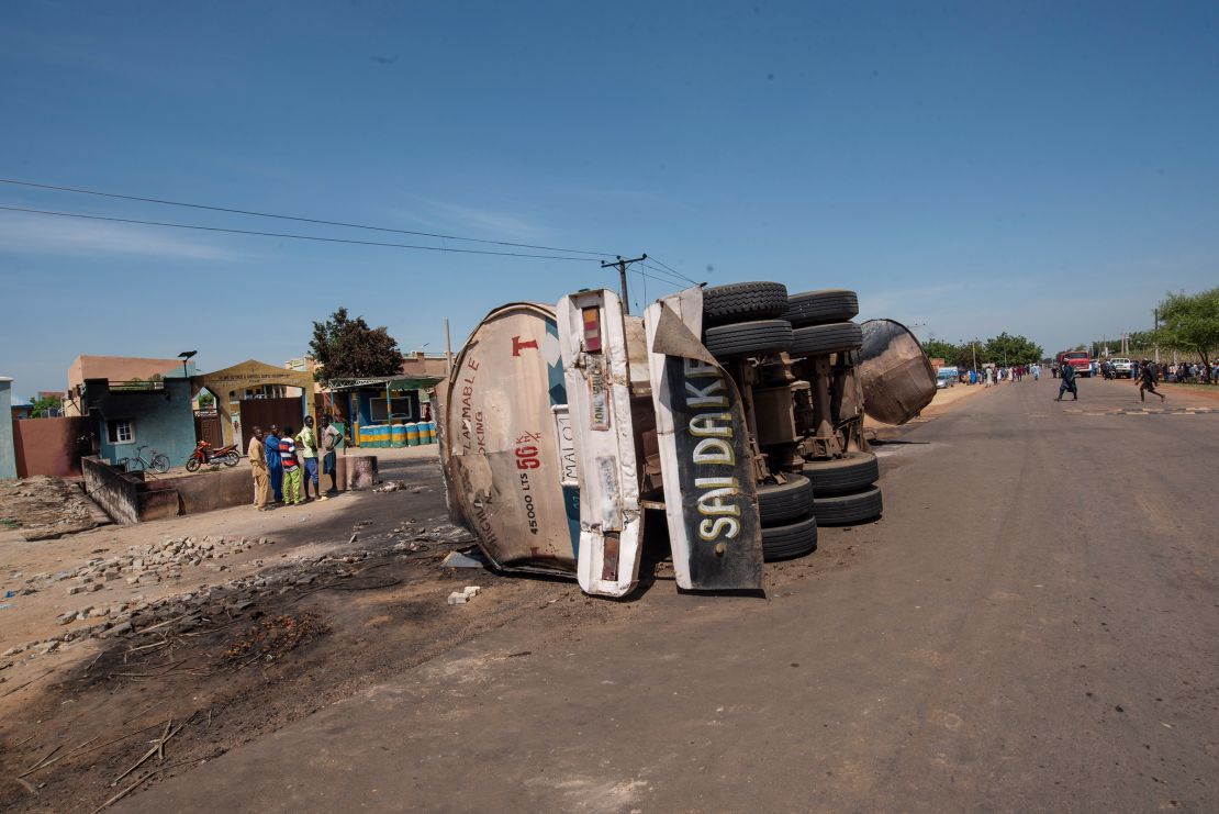 Scene of the tanker explosion in Majiya.