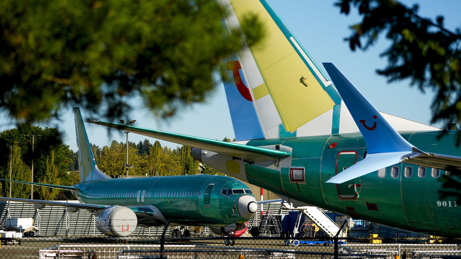 Unpainted Boeing 737 Max aircraft are seen, Tuesday, Sept. 24, 2024, at the company's facilities in Renton, Wash.