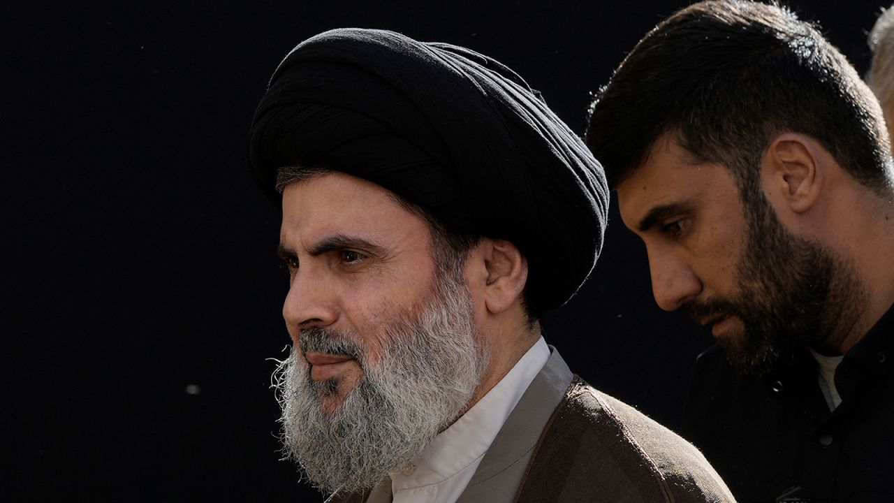 Senior Hezbollah leader Hashem Safieddine attends a funeral in Dahiyeh, Beirut, Lebanon, on September 18.