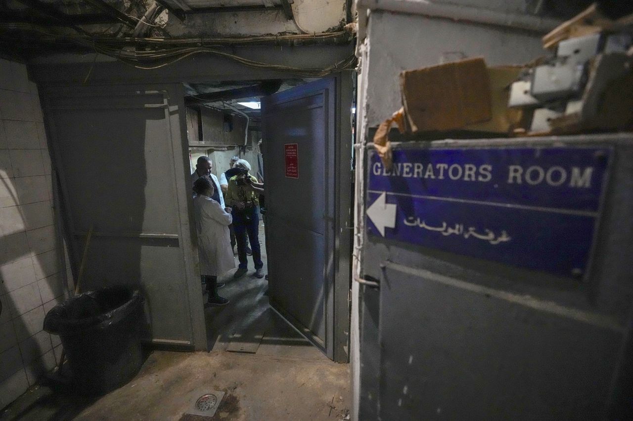 Foreign and local journalists take a tour inside Sahel General Hospital, in Beirut, Lebanon, on October 22.