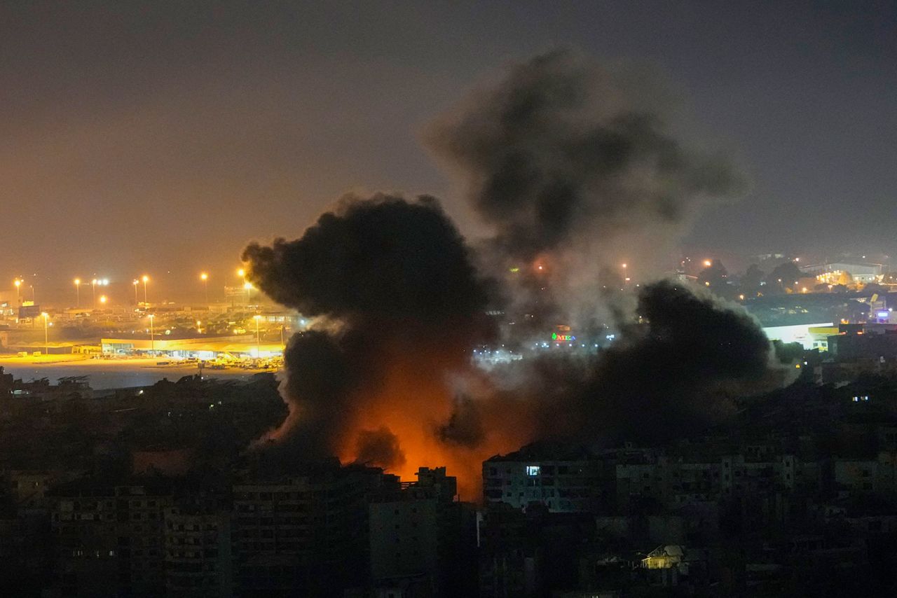 Smoke rises from an Israeli airstrike in Dahiyeh, Beirut, Lebanon, on Tuesday, October 22.