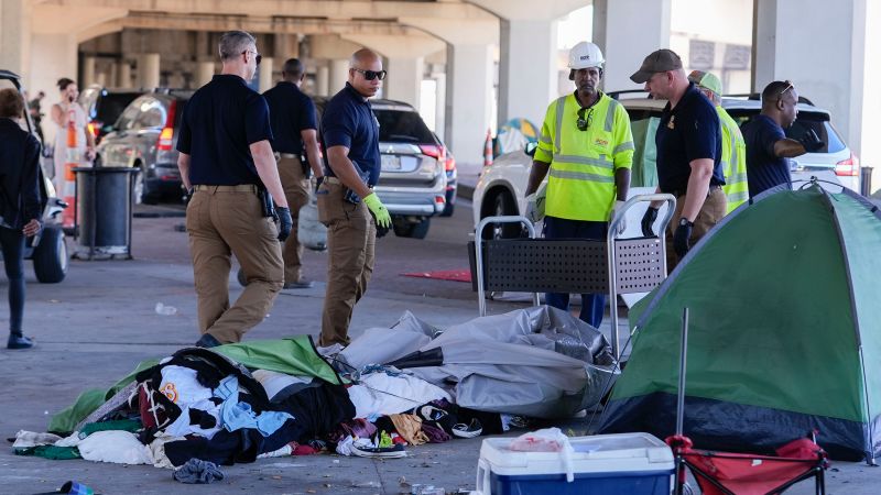 Homeless encampments around the Superdome in New Orleans were removed ahead of Taylor Swift’s concerts