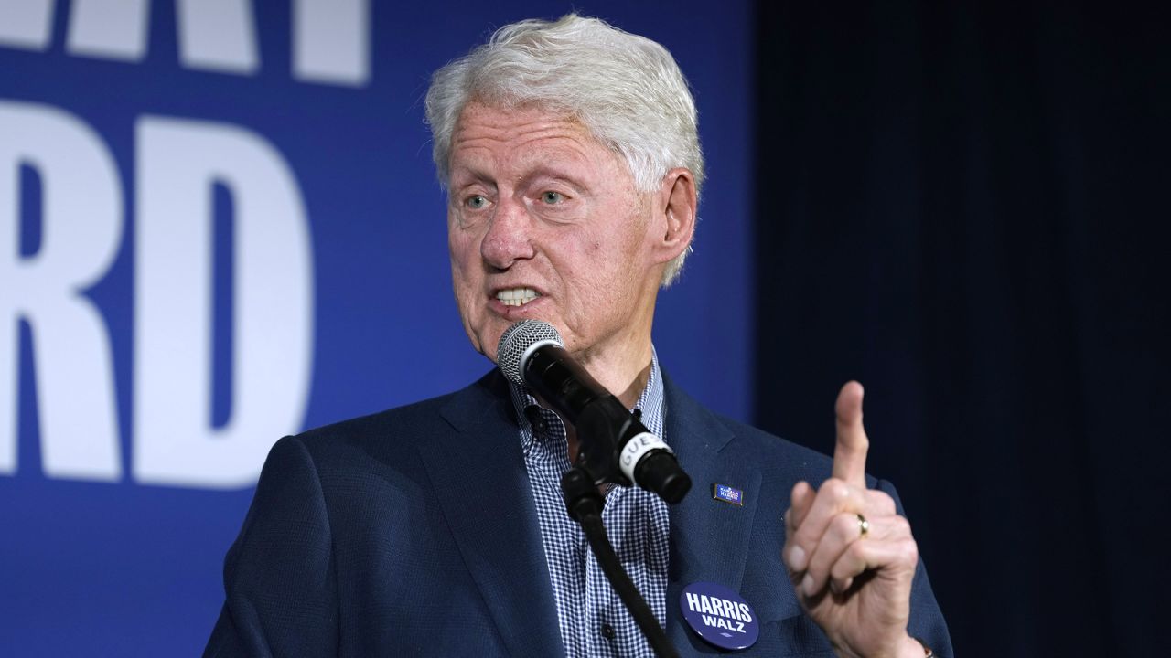 Former President Bill Clinton speaks at a campaign event supporting Democratic presidential nominee Vice President Kamala Harris Wednesday, Oct. 23, 2024, in Phoenix. (AP Photo/Ross D. Franklin)