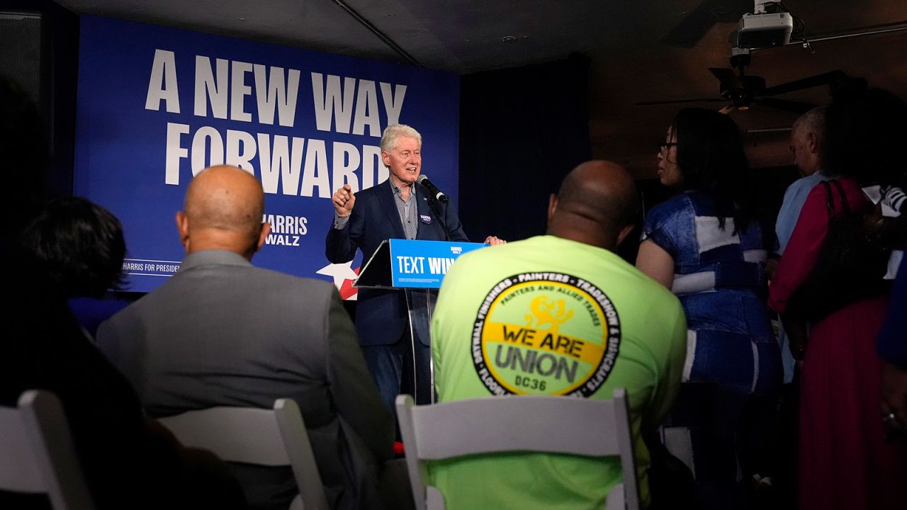 Former President Bill Clinton speaks at a campaign event supporting Democratic presidential nominee Vice President Kamala Harris in Phoenix, Arizona, on October 23, 2024.