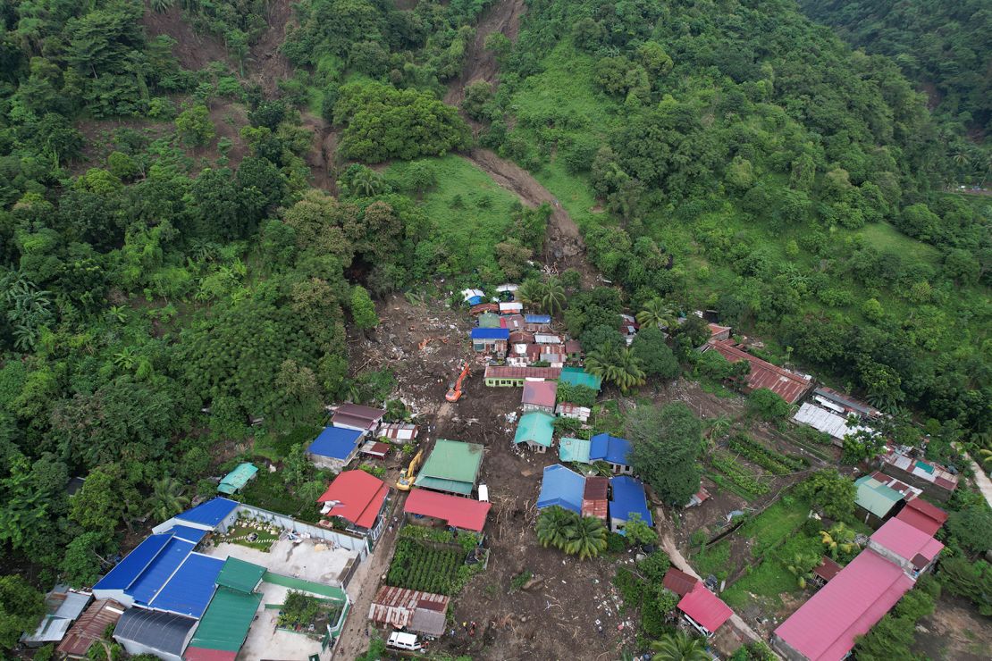 A neighborhood in Talisay, Batangas province, Philippines was swept away by a landslide triggered by Tropical Storm Trami on October 26, 2024.