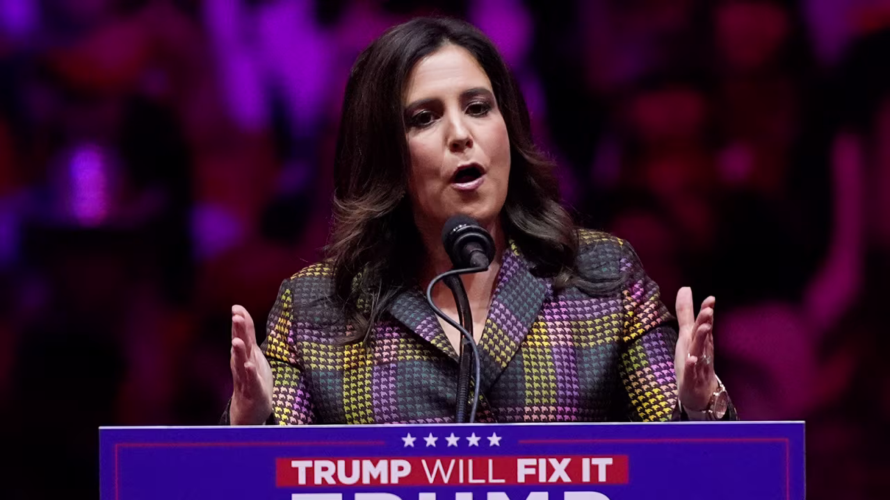 Elise Stefanik speaks at a campaign rally in Madison Square Garden, New York on October 27.
