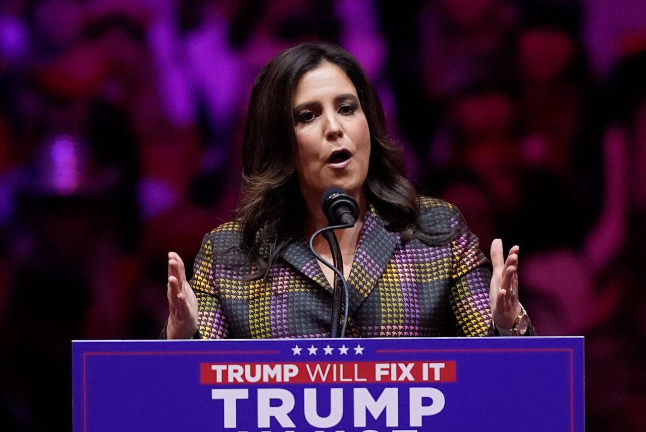 Elise Stefanik speaks at a campaign rally in Madison Square Garden, New York on October 27.