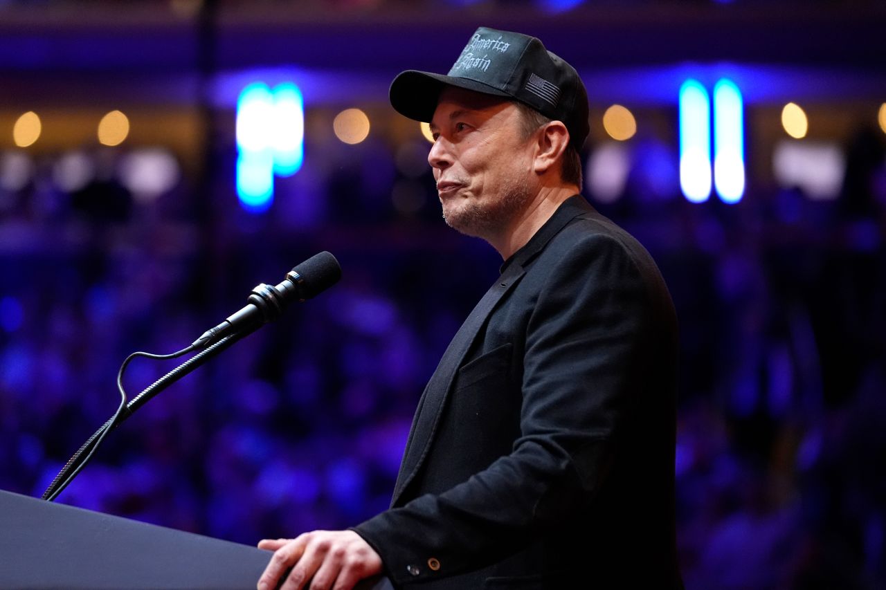 Elon Musk speaks at a campaign rally for Donald Trump on October 27 in New York.