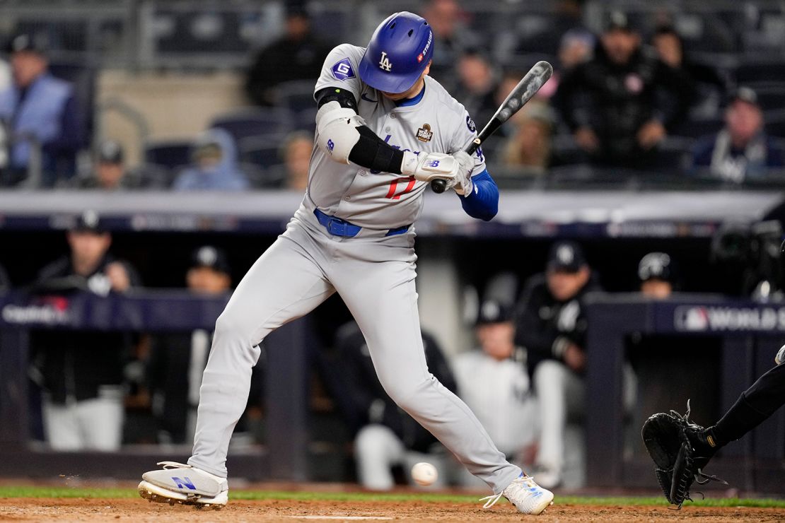 Shohei Ohtani played in Game 3 after injuring his shoulder in the previous contest.