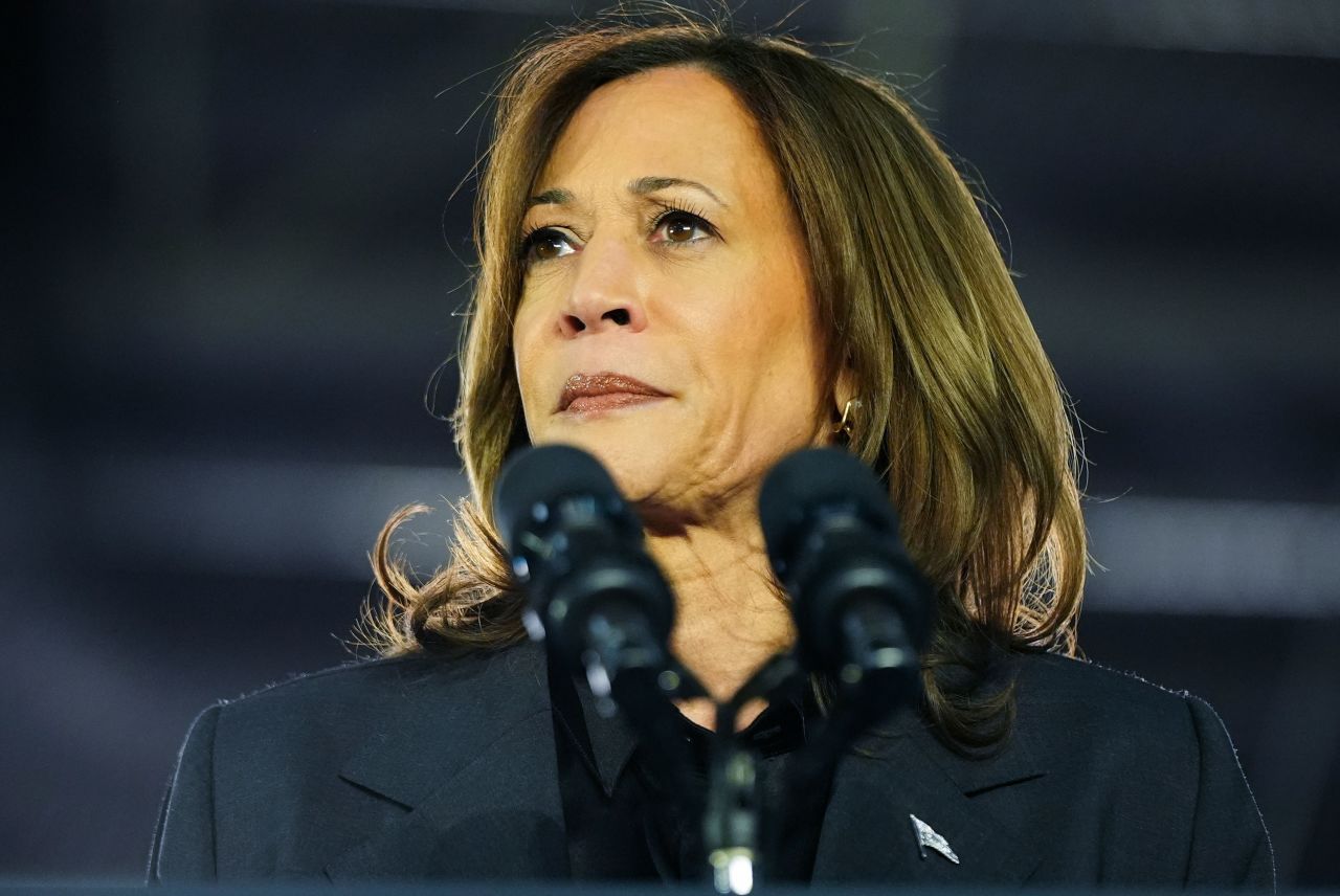 Vice President Kamala Harris speaks at a campaign rally in Little Chute, Wisconsin, on Friday.