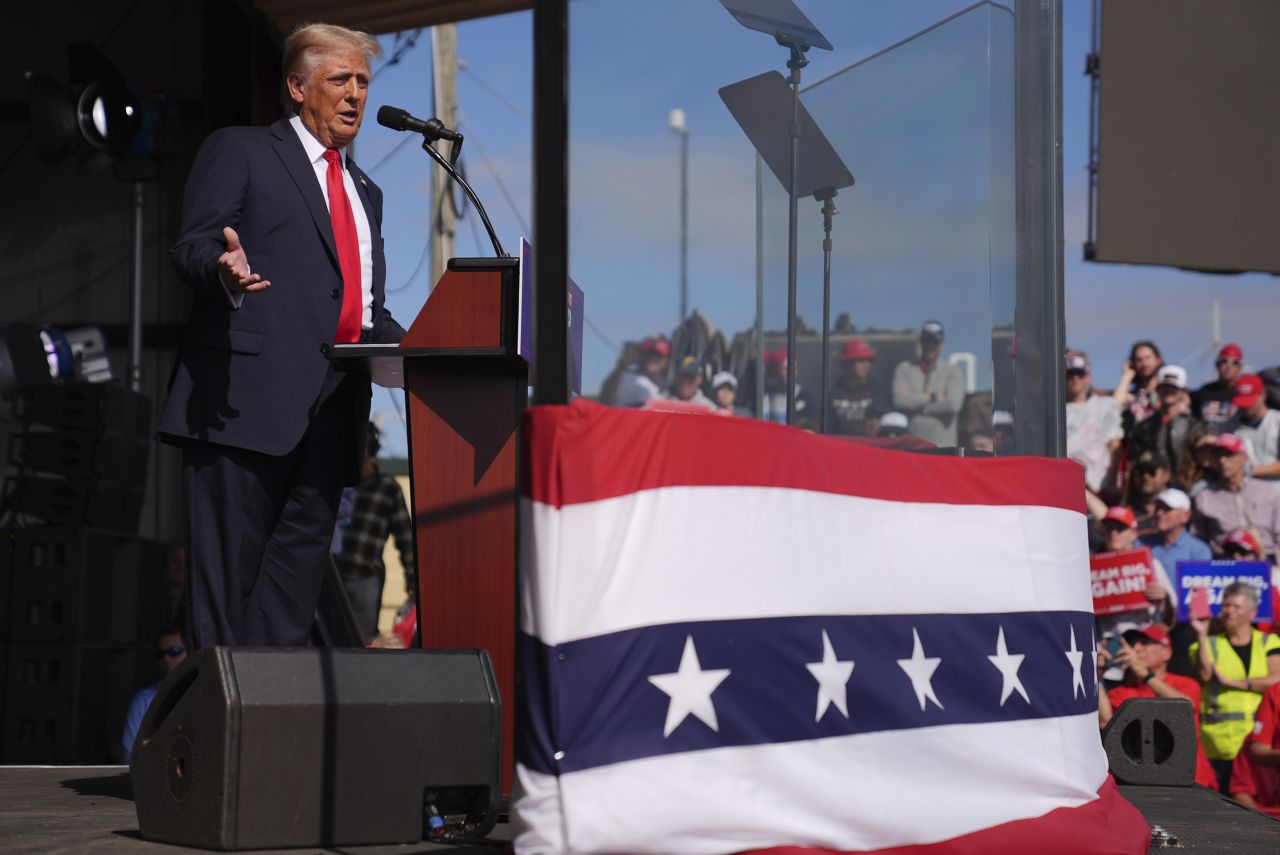 Former President Donald Trump speaks at a campaign rally in Gastonia, North Carolina, on November 2.